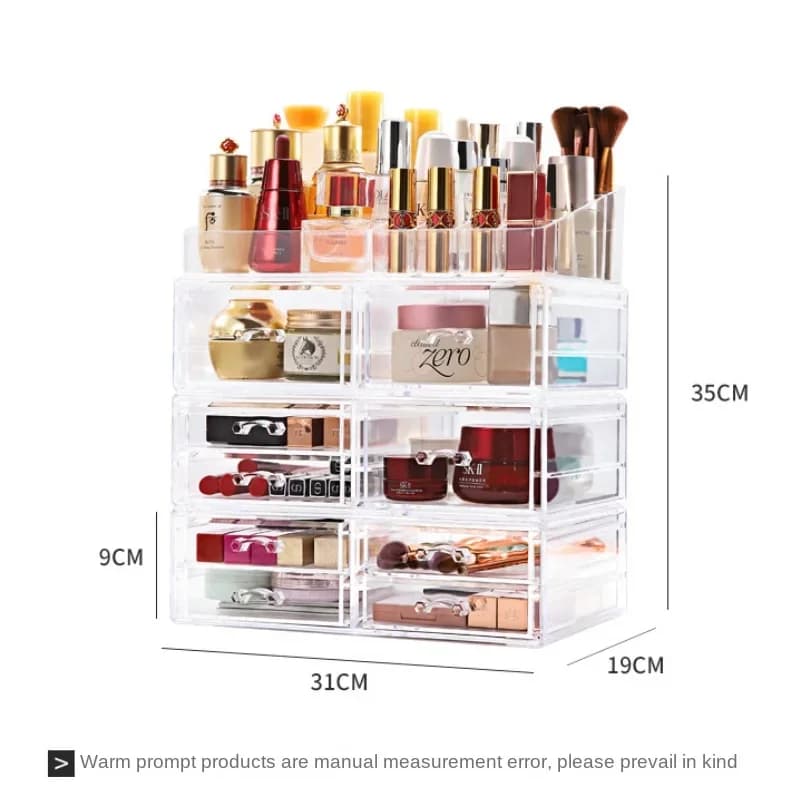 Boîte de rangement de cosmétiques pour salle de bain, bijoux, vernis à ongles, rouge à lèvres, organisateur de brillant à lèvres, séparateurs de tiroir de maquillage transparents