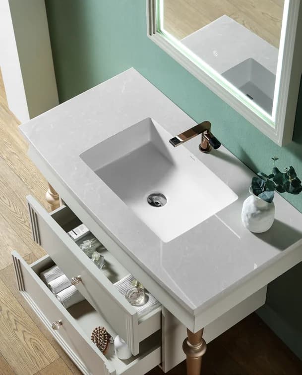 Armoire de salle de bain de Style moderne, armoire de rangement murale avec miroir, vanité de salle de bain avec évier