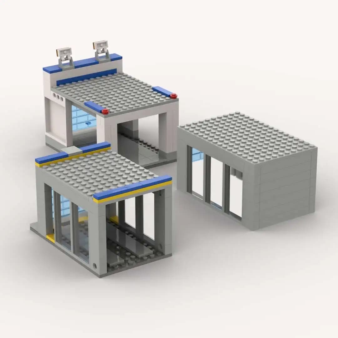 Modèle de construction DIY MOC : Ensemble garage domestique avec porte à volet roulant transparent – Jouet de conception de garage pour voitures pour enfants
