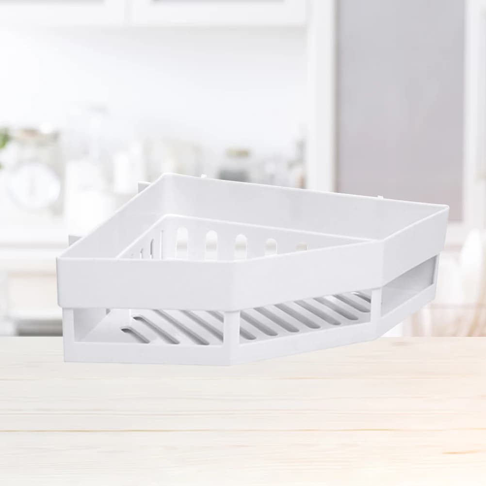 Support de rangement mural pour salle de bain, étagère d'angle, panier triangulaire en plastique blanc, organisateur, panier de douche pour comptoir de salle de bain bien rangé