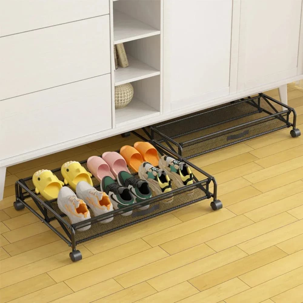 Étagère à chaussures Simple, étagère de rangement sous le lit avec boucle roulante pour chaussures, chambre à coucher, gain de place, support de bottes, fournitures de rangement ménagères