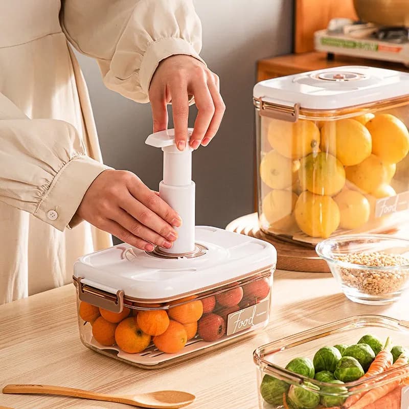 Récipient de Stockage Transparent avec Pompe à Vide, Boîte de Conservation des citrouille, Distributeur Scellé, Grande Capacité