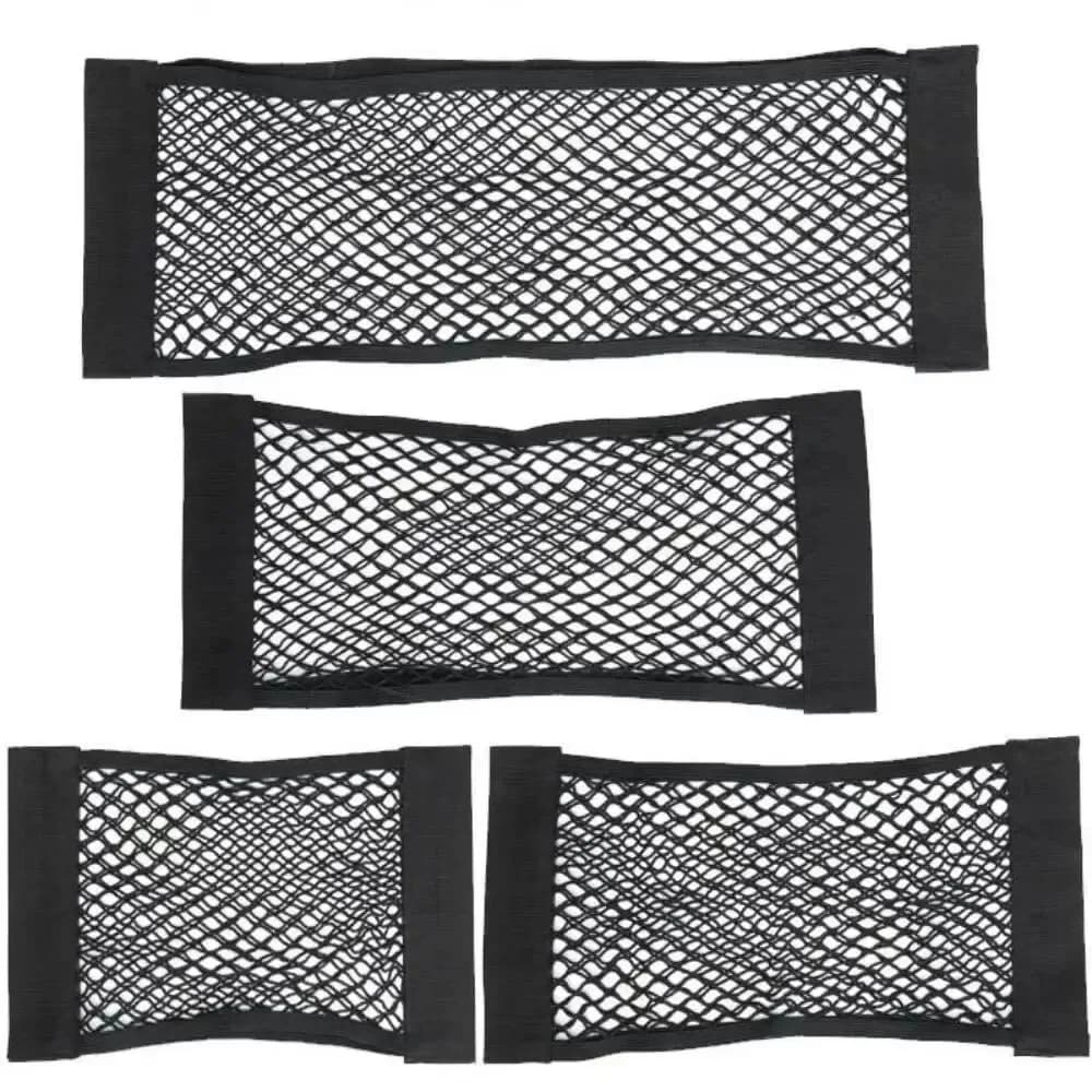 Filet de rangement pour voiture, filet de poche en maille extensible, autocollant élastique magique, sac de siège de coffre en maille arrière universelle, Cage de poche, organisateur automobile