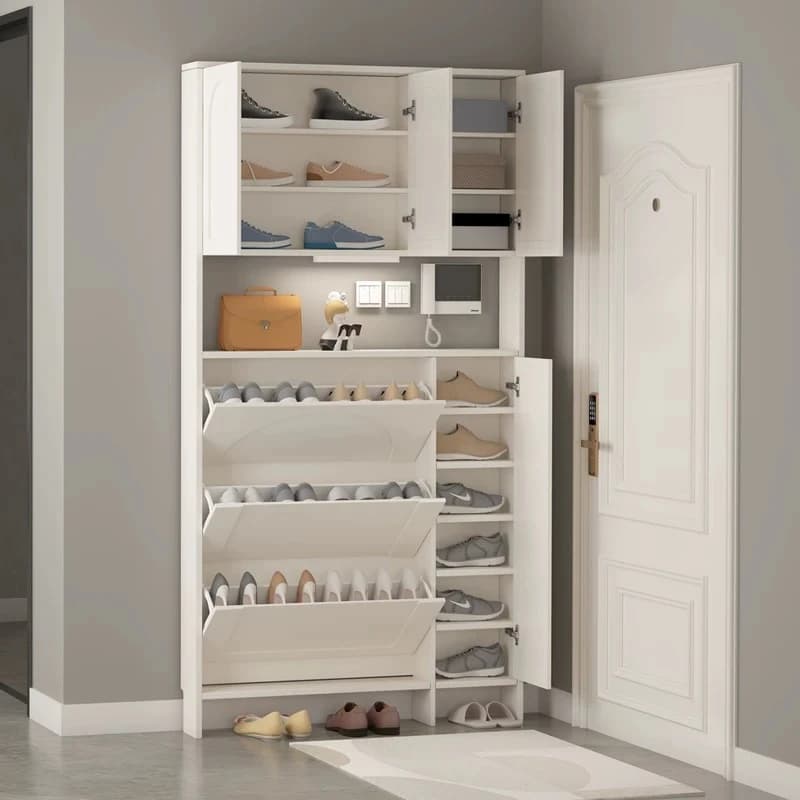 Meuble à chaussures de luxe compact avec couvercles, organisateur de chaussures économique avec séparateurs, mobilier de maison