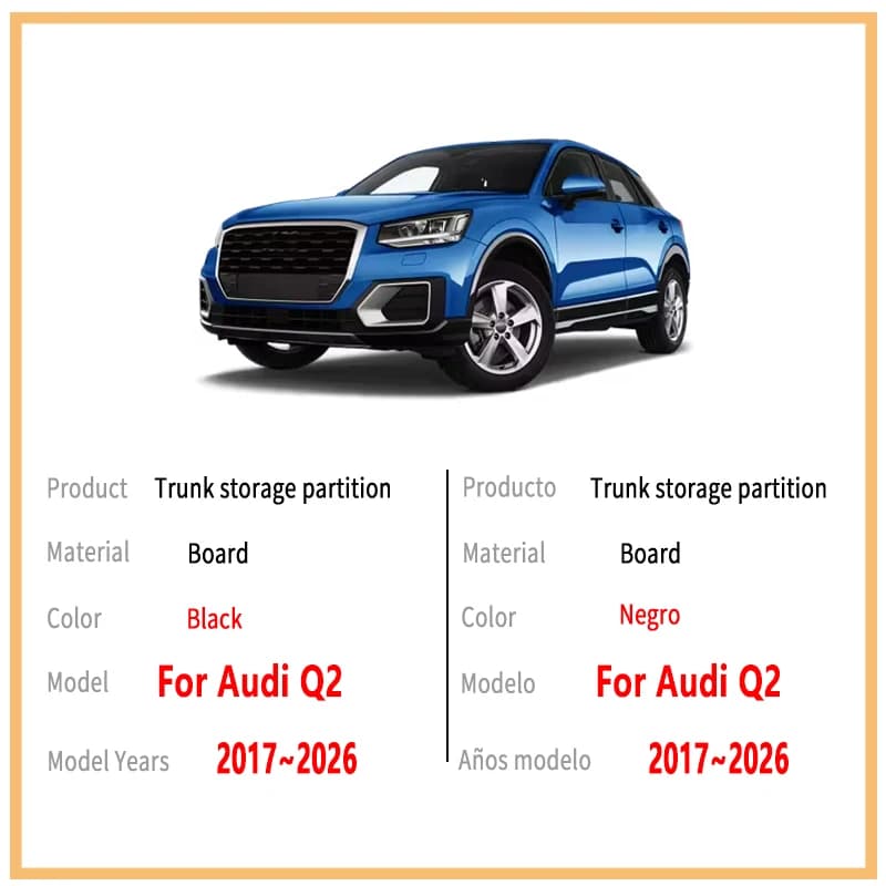 Pour Audi Q2 2017~2026 : Organisateur de coffre multifonctionnel 25 compartiments, épaissi, pour rangement intérieur de voiture, accessoires automobiles