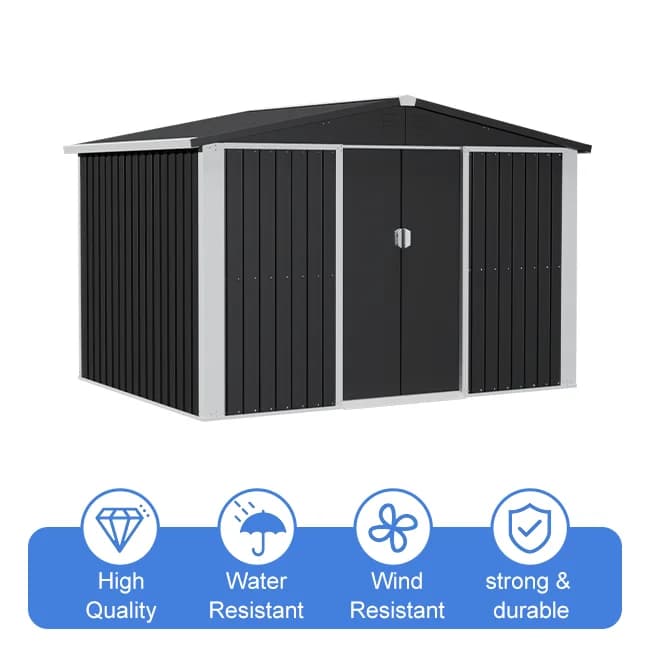 Abri de jardin pour le rangement extérieur, abri de stockage, maison de rangement en acier galvanisé, imperméable, antirouille, anti-rongeurs