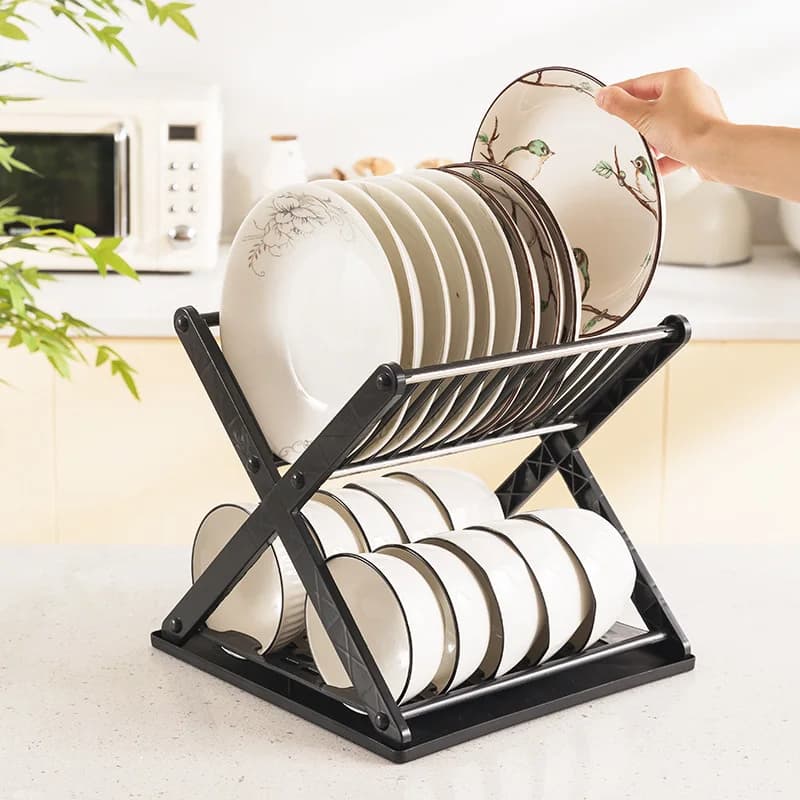 Rangement de vaisselle de cuisine en acier inoxydable, cloison de bureau à deux couches, grande capacité, simple perfect, égouttoir T1