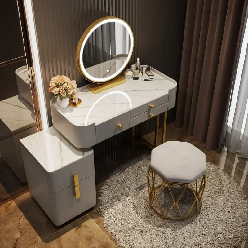 Table de toilette d'angle avec rangement pour bijoux, meuble de rangement moderne pour chambre à coucher, coiffeuse, meuble de maison