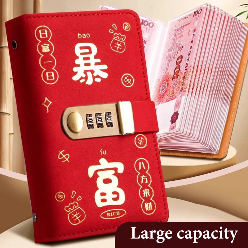 Livre de rangement de billets de banque en cuir PU, organisateur multifonction pour les collectionneurs pouvant contenir 100 billets avec pochettes pour cartes de timbres Photo