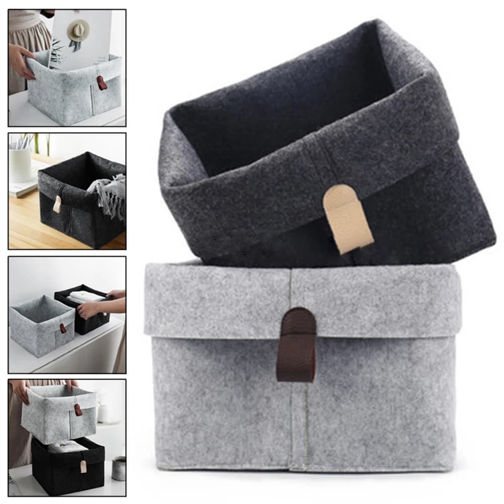 Panier de rangement en feutre, boîte organisateur de bureau, organisateur multifonction, rangement pour vêtements, magazines, noir gris, décoration intérieure