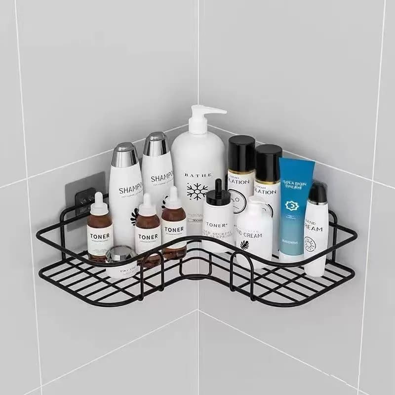 Étagères de rangement d'angle de salle de bains, support mural pour shampoing, panier de vidange de douche en fer, organisateur sans poinçon, accessoires de bain