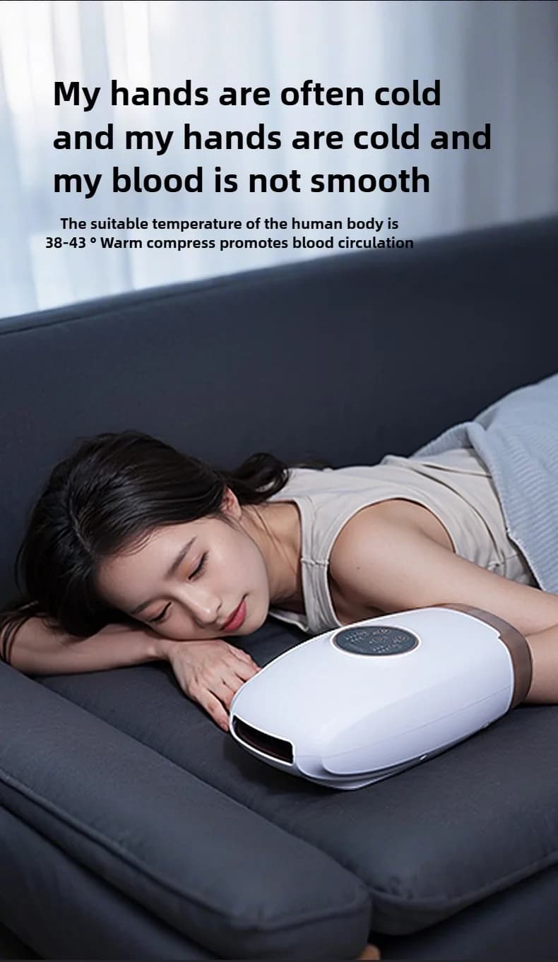 Masseur de mains électrique 360 °   Pression d'air pétrissage relaxant la paume de l'articulation du doigt du poignet avec presse d'enveloppe d'airbag thermique pour soulager les mains