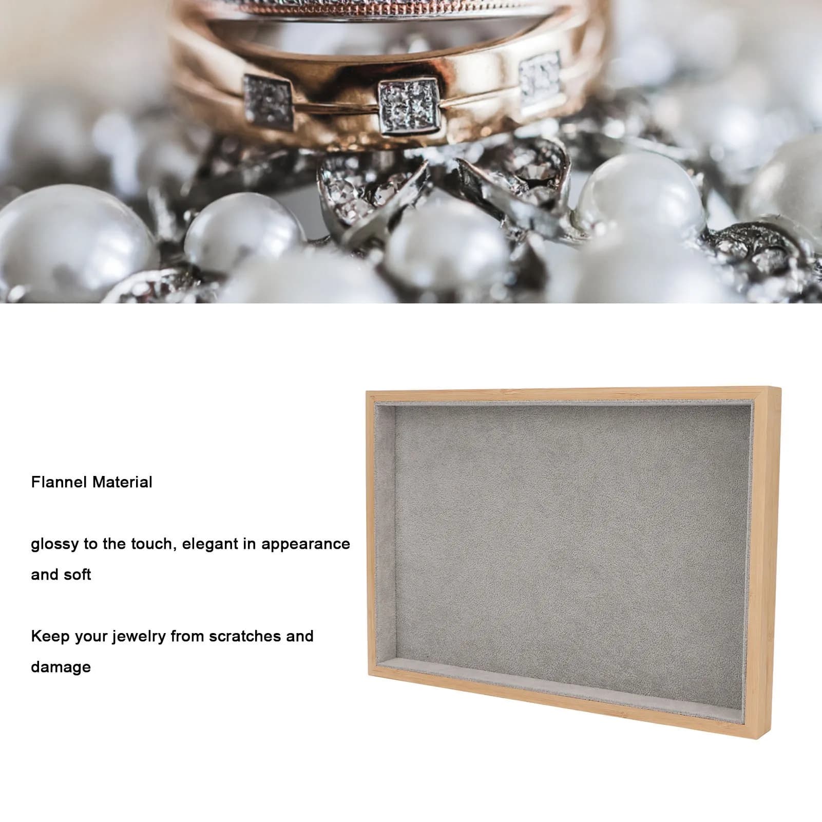 Plateau à bijoux élégant et polyvalent, organisateur de tiroir à bijoux en bois, léger, résistant aux rayures, fonction d'affichage pour bijoux