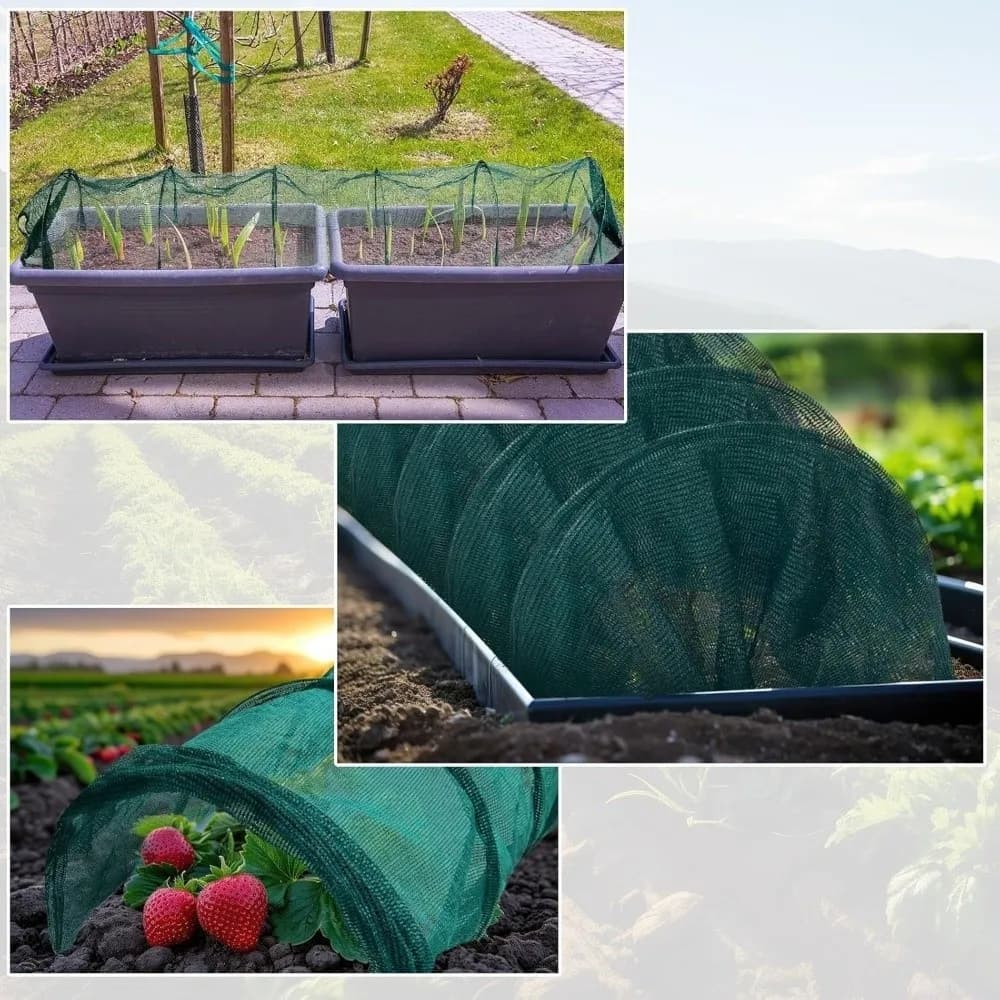 Serre tunnel pliable verte avec armature métallique et filet de protection pour plantes, protection UV, tunnel de jardin portable