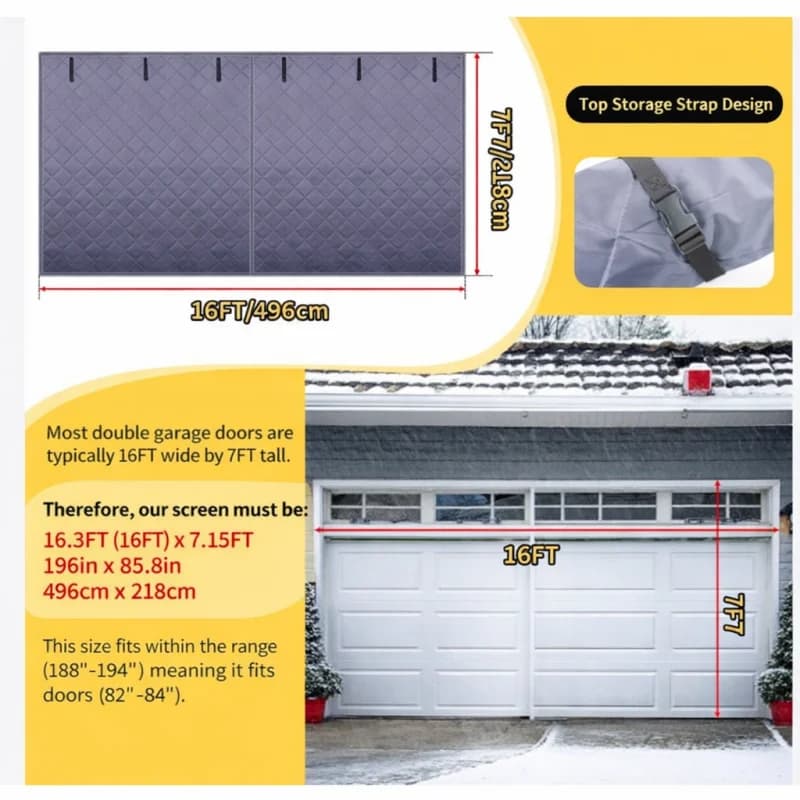 Écran de porte de garage pour kit d'isolation d'hiver, rideau de porte isolé thermique magnétique avec tissu Oxford auto-absorption magnétique