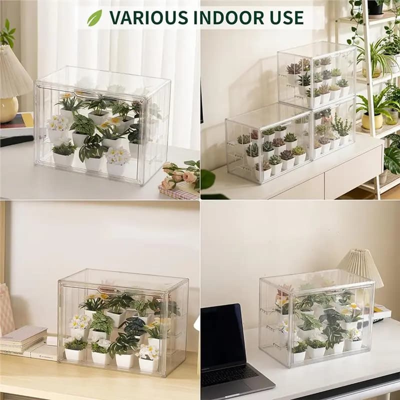 Mini serre industrielle transparente pour intérieur, serre de table portable pour la croissance des plantes, le réchauffement et