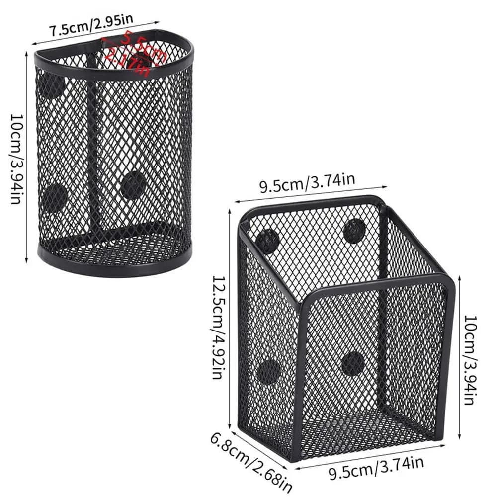 Boîte de rangement magnétique grande capacité, panier de rangement magnétique en maille avec aimants puissants, organisateur de fichiers, conteneur pour pinceaux de maquillage