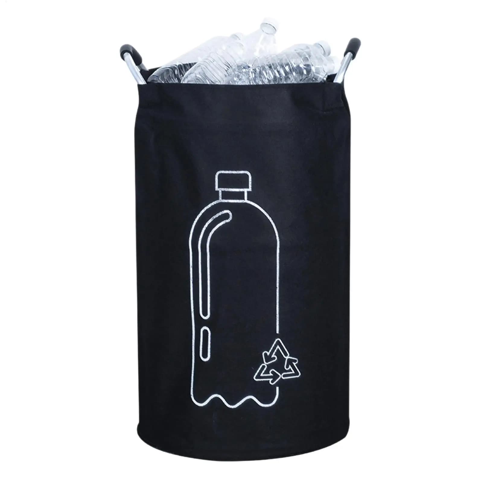 Sac de rangement pour bouteilles, poubelle de recyclage de 82l avec poignée en aluminium, panier à linge, poubelle pliable pour salle de bain, dortoir, cuisine, maison