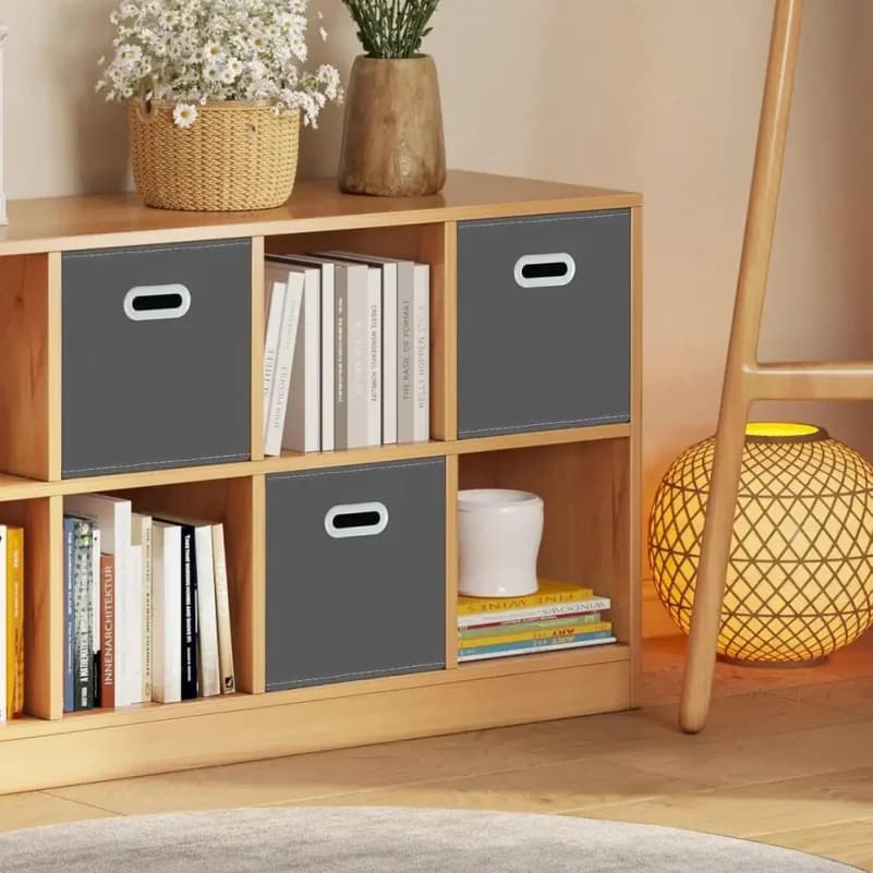 Bacs de rangement cubes, organisateur en tissu avec poignée, bacs cubes pliables ou rangements en tissu, 11x11x11, lot de 3, gris