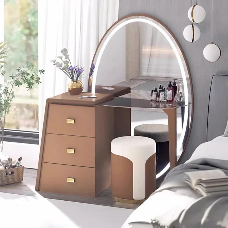 Table de toilette de luxe moderne européenne avec rangement pour bijoux, grand meuble de beauté, penteadeira, mobilier de maison