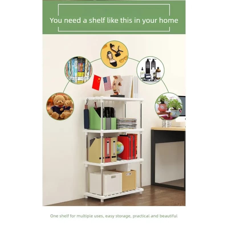 Étagère de rangement pour salon, meuble de rangement multi-niveaux sur pied pour cuisine, bibliothèque pour chambre, armoire de rangement pour salle de bain, étagère simple