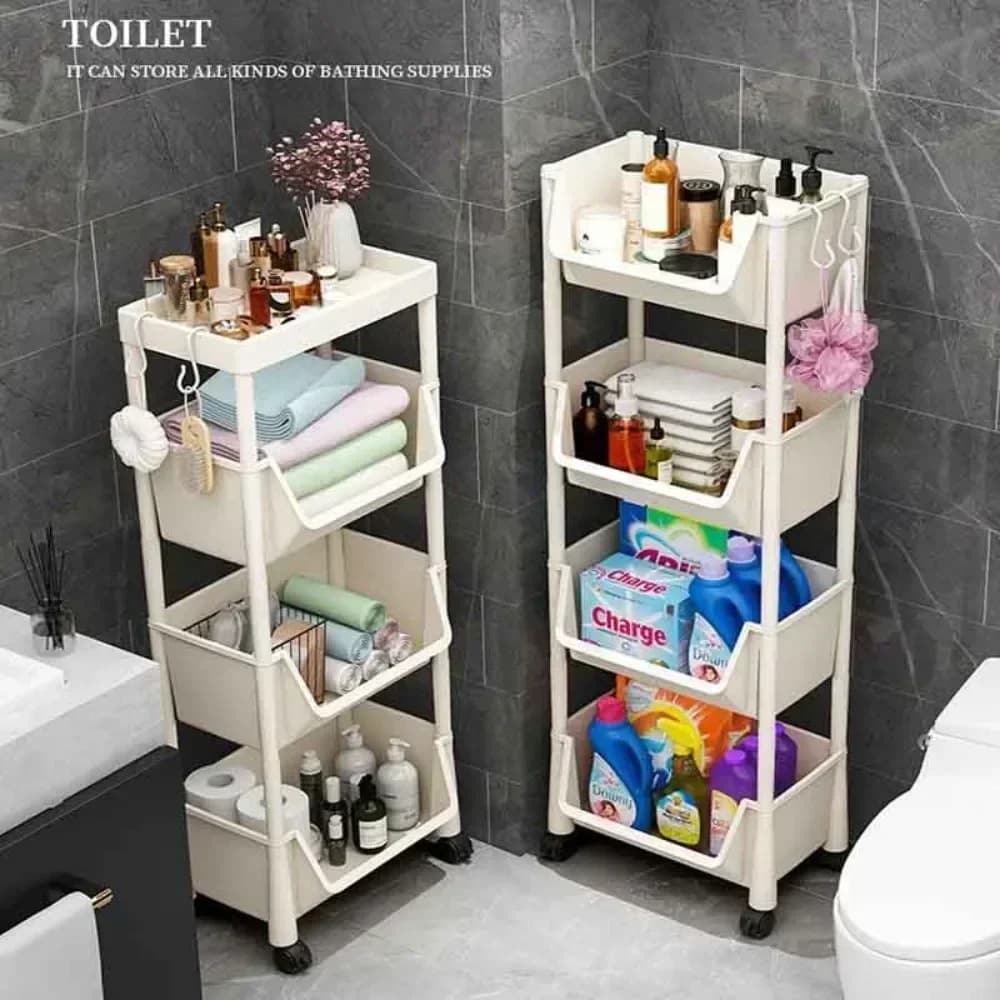 Chariot de rangement roulant polyvalent à 2 à 5 niveaux avec roulettes, parfait pour salle de bain, cuisine, bureau, épicerie idéale, collations, jouets, livres, articles de toilette