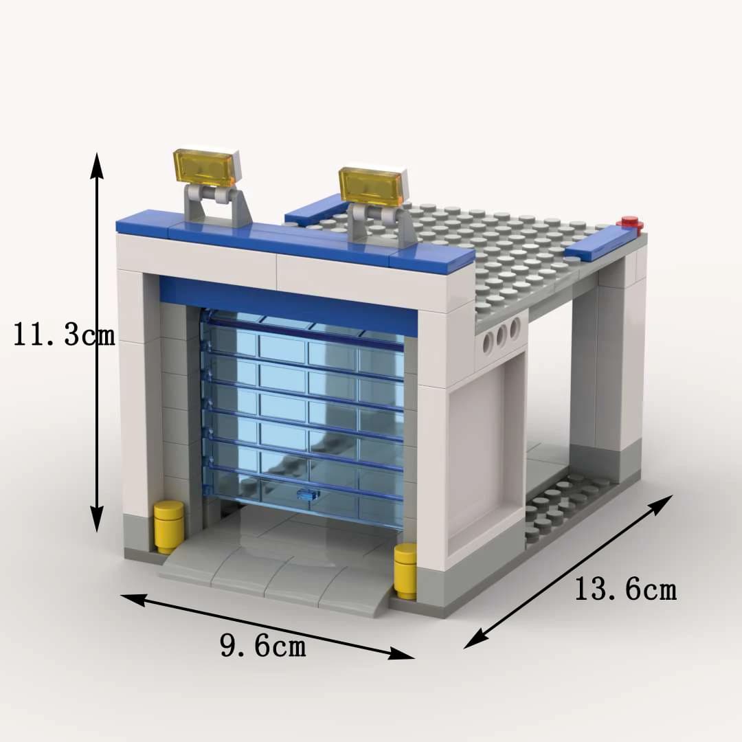 Modèle de construction DIY MOC : Ensemble garage domestique avec porte à volet roulant transparent – Jouet de conception de garage pour voitures pour enfants