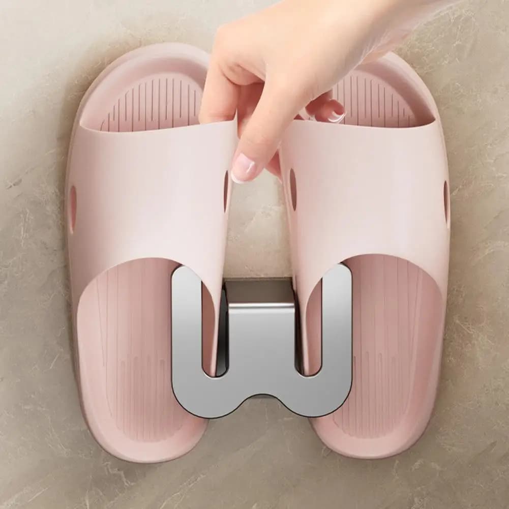 Support mural de rangement pour chaussures, gain de place, pour salle de bain, sans perçage, étanche, pour sandales, crochet de séchage pour chaussures
