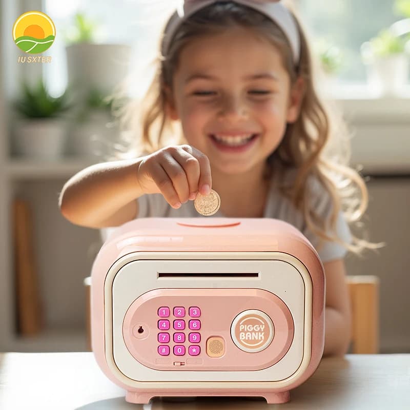 Tirelire électronique pour enfants, boîte de rangement sécurisée avec mot de passe, argent liquide, empreinte digitale, son, mini ATM, cadeaux pour enfants de 3 ans