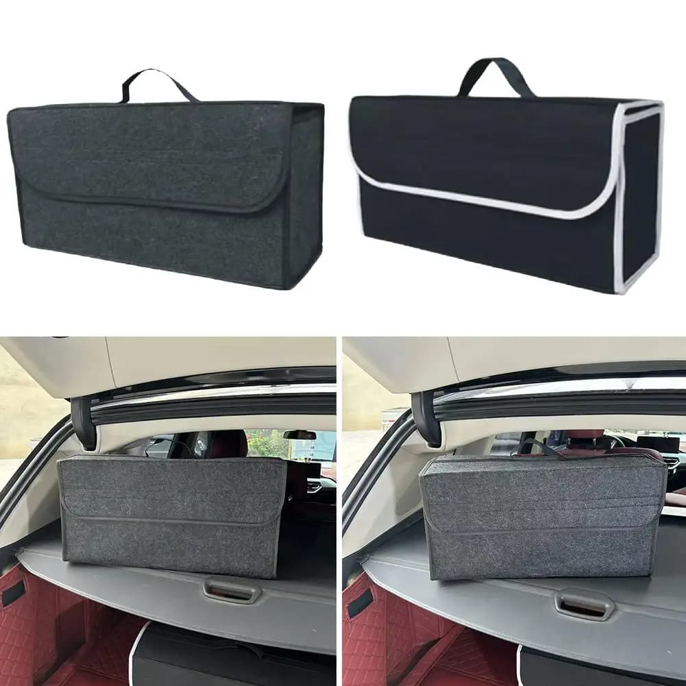 Organisateur de coffre de voiture, boîte de rangement, sac de rangement en feutre de grande capacité, organisateur de coffre pliable et portable, outil pour accessoires de rangement de voiture