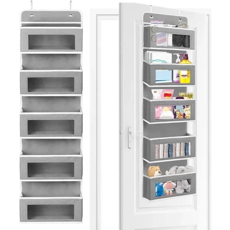Organisateur de rangement suspendu à 5 étagères - Derrière la porte, anti-basculement, 5 grandes poches de grande capacité, adapté à la chambre à coucher, à la salle de bain