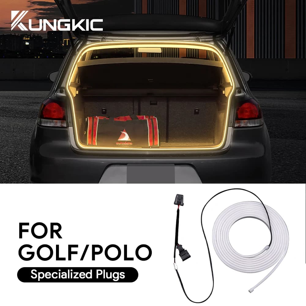 Lumière LED en silicone brillant pour coffre arrière, lumière jaune et blanche, accessoires de décoration de proposition, GOLF, Volkswagen, POLO, 2009-2024