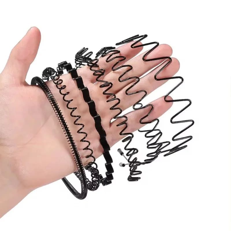 Bandeau ondulé en métal noir pour hommes et femmes, cerceaux de tête, bandeaux de Sport, couvre-chef, support de frange, accessoires pour cheveux