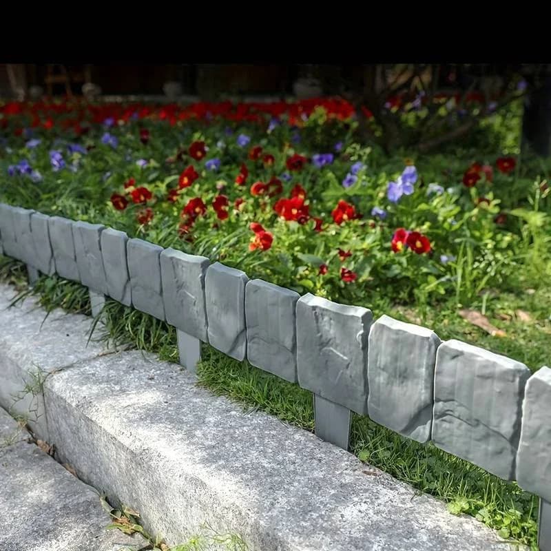 10/20 pièces Bordures de jardin paysagères sans creusement, Bordures de pelouse pour aménagement paysager, Clôture en plastique pour pelouse, Clôture imitation pierre