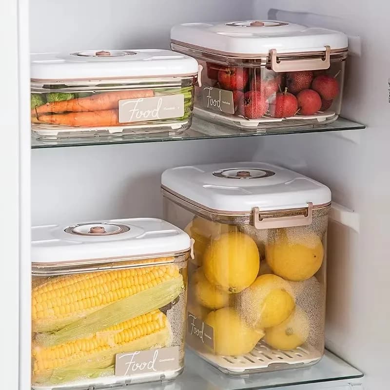 Boîte de conservation sous vide, réservoir scellé pour céréales, boîte de conservation domestique, récipient alimentaire drainable pour réfrigérateur, organisateur de cuisine