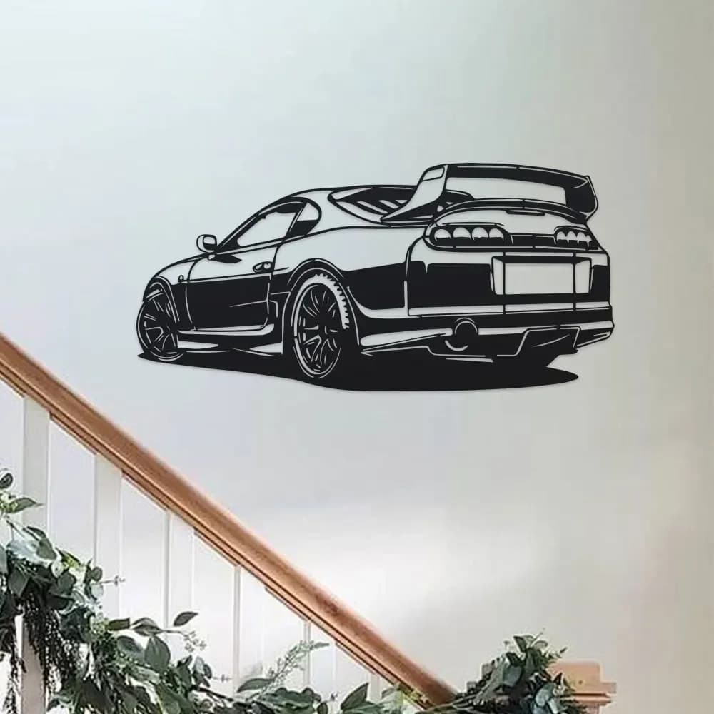 Décoration murale en métal pour voiture de luxe moderne - Design élégant en fer noir, parfait pour le bureau, le salon, la chambre, la terrasse, la cuisine 1 pièce
