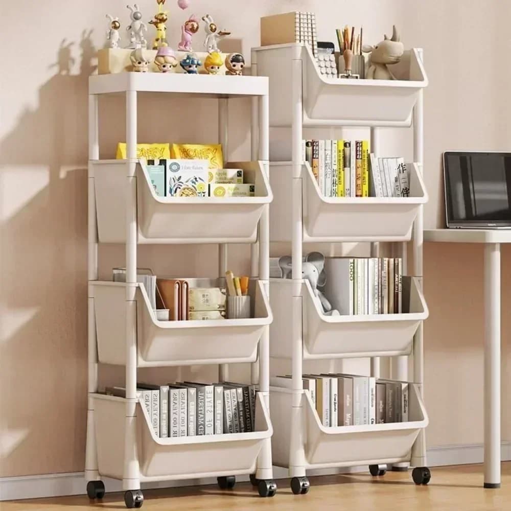 Chariot de rangement roulant polyvalent à 2 à 5 niveaux avec roulettes, parfait pour salle de bain, cuisine, bureau, épicerie idéale, collations, jouets, livres, articles de toilette