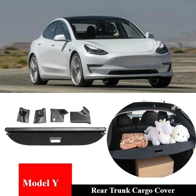 Rideau de couverture de coffre de chargement, porte-bagages arrière, plaque de déflecteur de séparation rétractable pour Tesla modèle Y Berlin 2021 – 2024