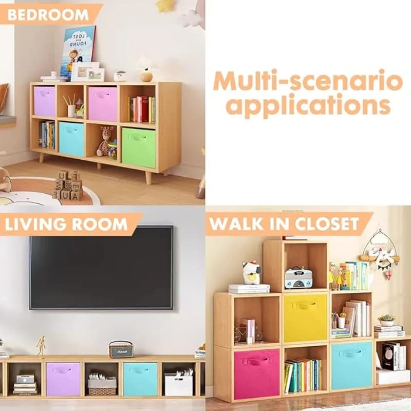 Cubes de rangement pliables en tissu, bacs pliables avec poignées, organisateur coloré pour vêtements, jouets, livres, étagères, placard, pépinière