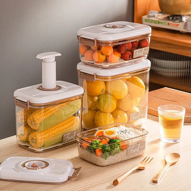 Boîte de conservation sous vide, réservoir scellé pour céréales, boîte de conservation domestique, récipient alimentaire drainable pour réfrigérateur, organisateur de cuisine