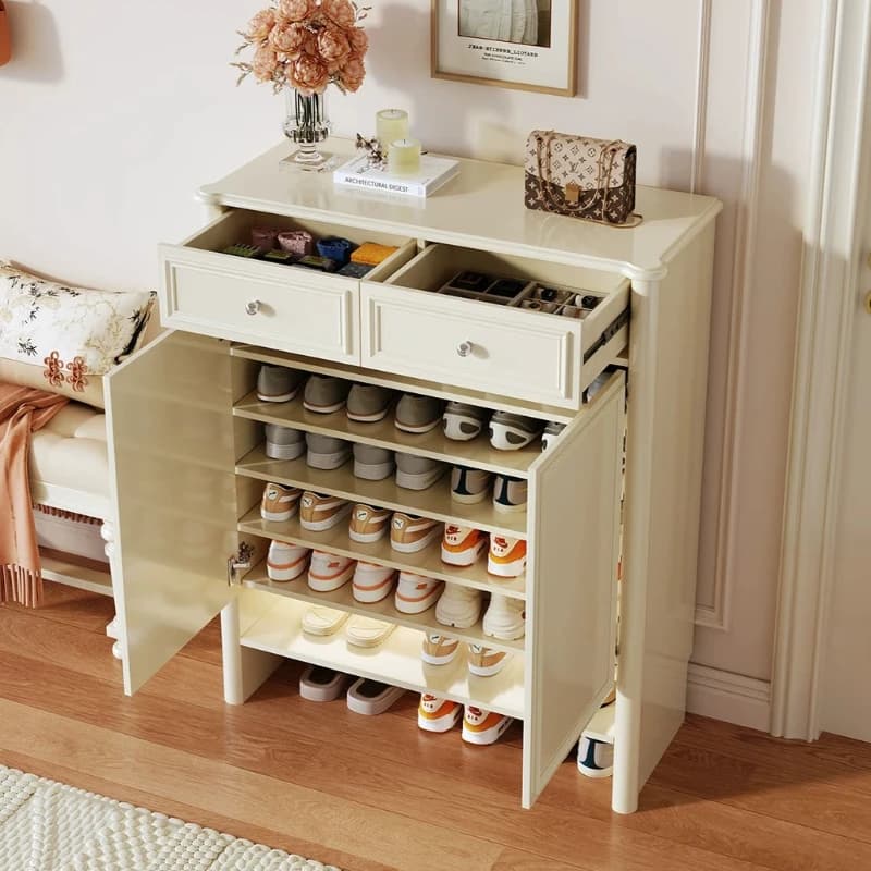 Meubles de rangement de luxe blancs pour chaussures, design fin et peu encombrant, pour entrée, petit meuble moderne Zapatero Organizador pour couloir