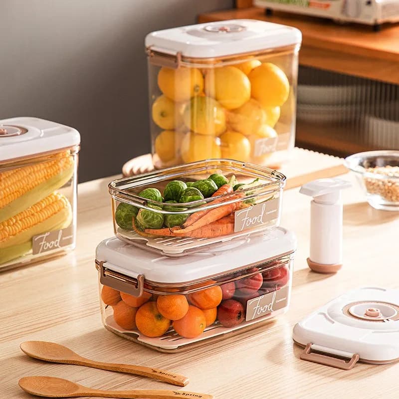 Récipient de Stockage Transparent avec Pompe à Vide, Boîte de Conservation des citrouille, Distributeur Scellé, Grande Capacité