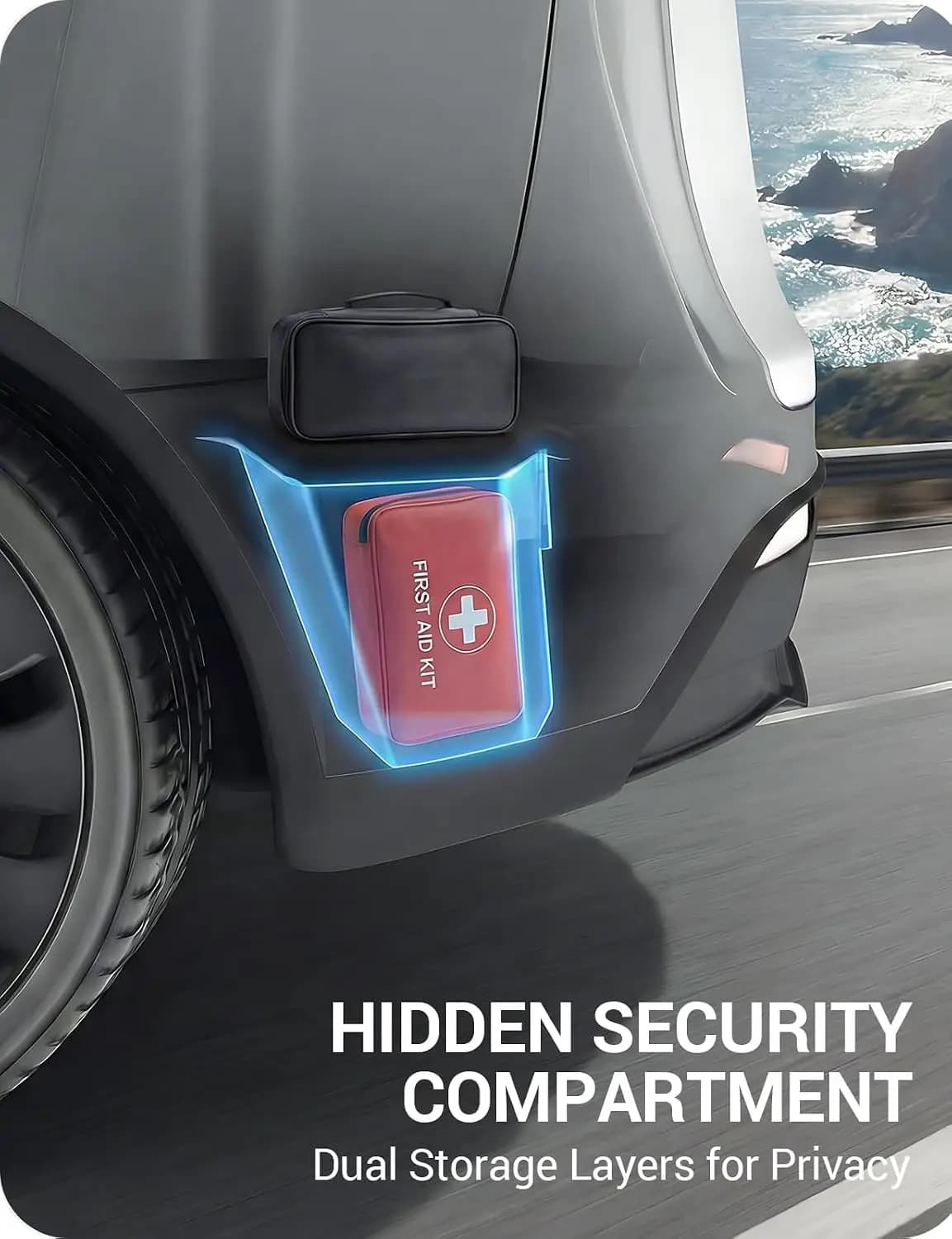 2025 2026 pour Tesla Model Y : Bacs de rangement pour coffre, Organisateur de coffre avec couvercle moquetté, Boîte de rangement latérale pour coffre arrière, Model 3 Highland