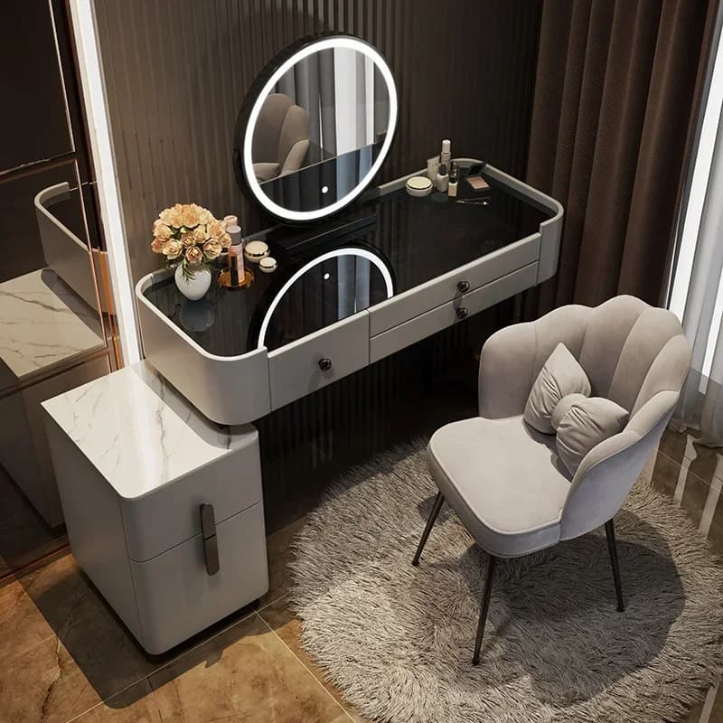 Table de toilette d'angle avec rangement pour bijoux, meuble de rangement moderne pour chambre à coucher, coiffeuse, meuble de maison