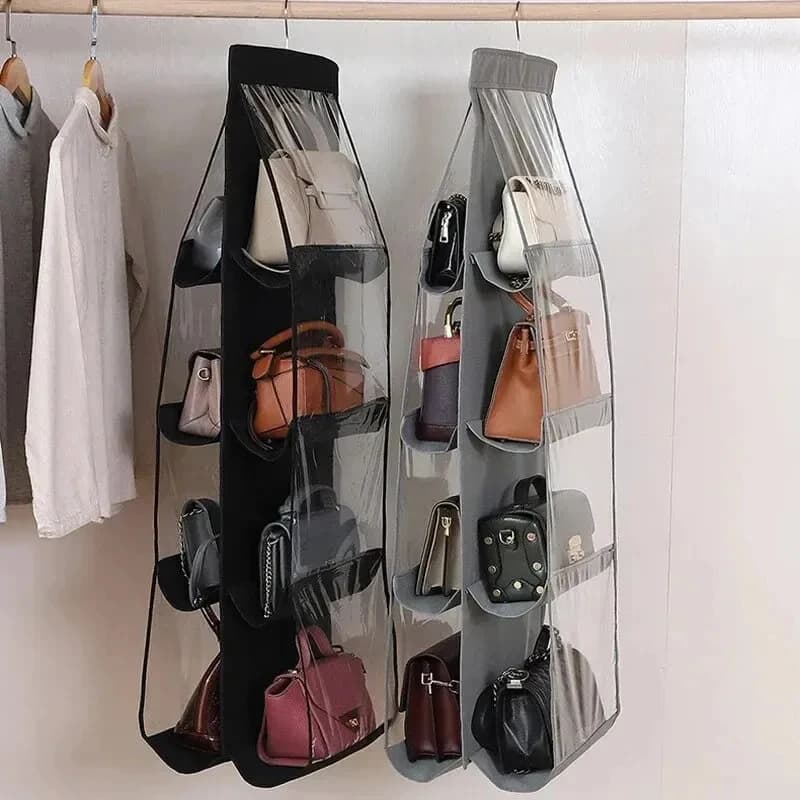 Hanging Handbag Storage Organizer Double-Sided Multi-Layer Dust Proof Bag Holder Wardrobe Hanging Storage Accessory