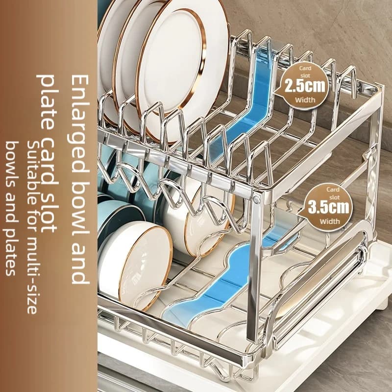 Étagère de rangement de cuisine en acier inoxydable, boîte de rangement pour bols et assiettes, égouttoir, étagère de rangement multifonctionnelle pour la maison