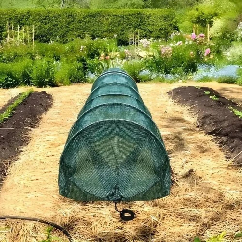 Serre tunnel pliable verte avec armature métallique et filet de protection pour plantes, protection UV, tunnel de jardin portable
