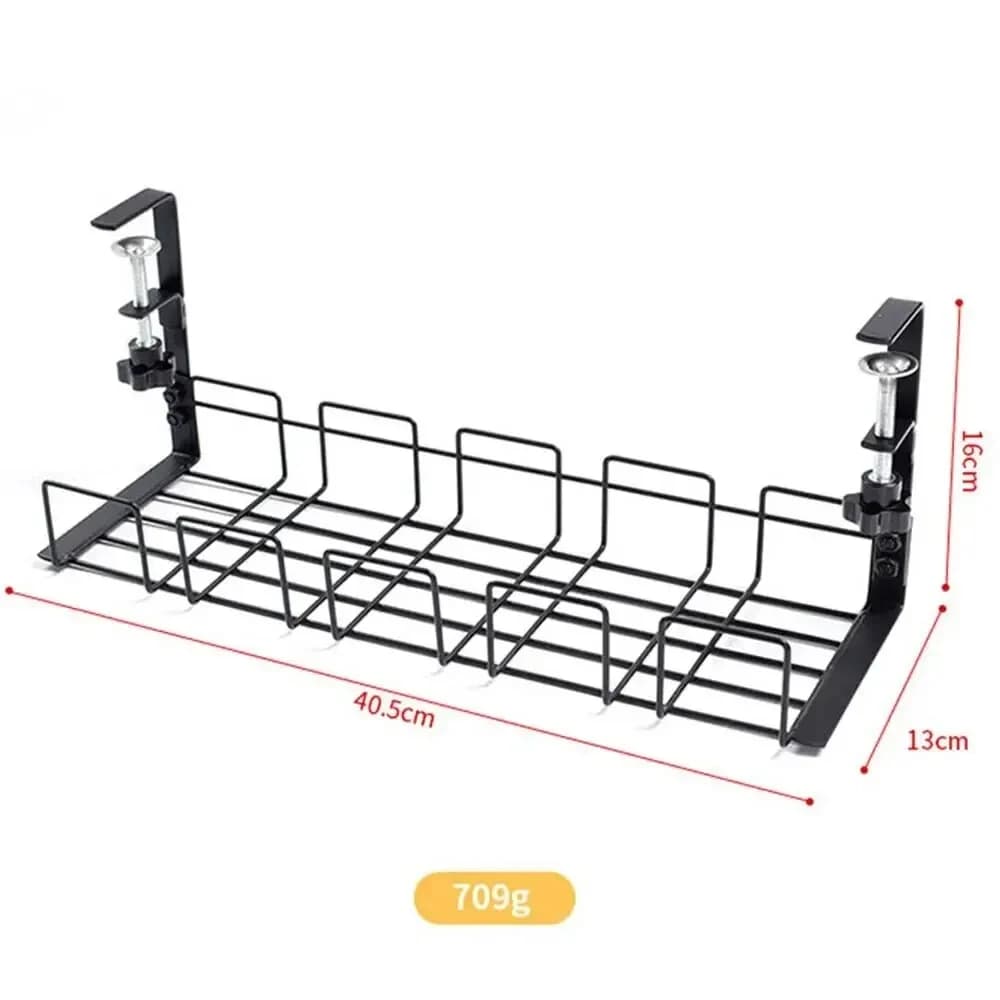 Support de rangement sous Table, plateau de gestion de câbles en métal, organisateur de fils de bureau à domicile, sans poinçonnage, accessoires de rangement de cuisine