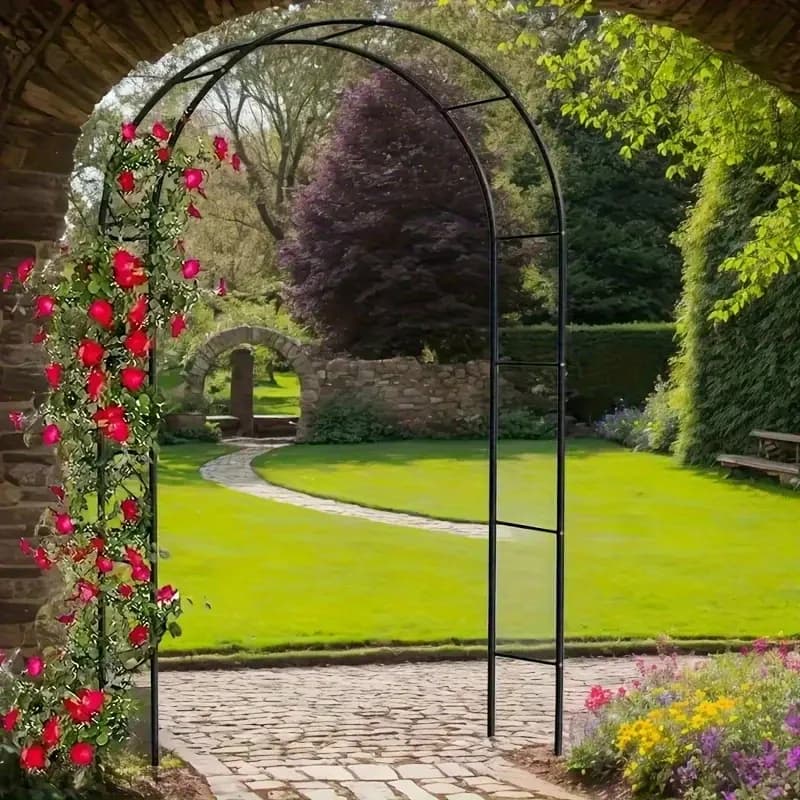 Arche de jardin en métal, structure en fer robuste et haute, pavillon de cour, support pour plantes grimpantes et roses, décoration de mariage, support à fleurs