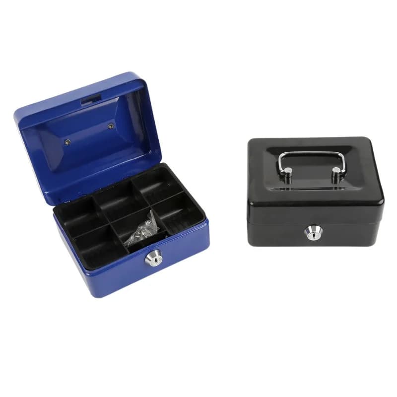 Tirelire avec clé, boîte à billets avec serrure, petite caisse verrouillable avec plateau pour pièces de monnaie pour petites notes de pièces de monnaie